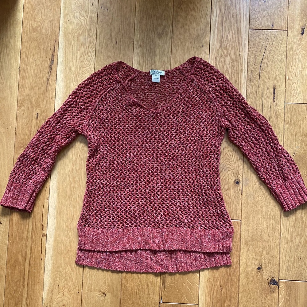 Burnt orange eyelet knit sweater